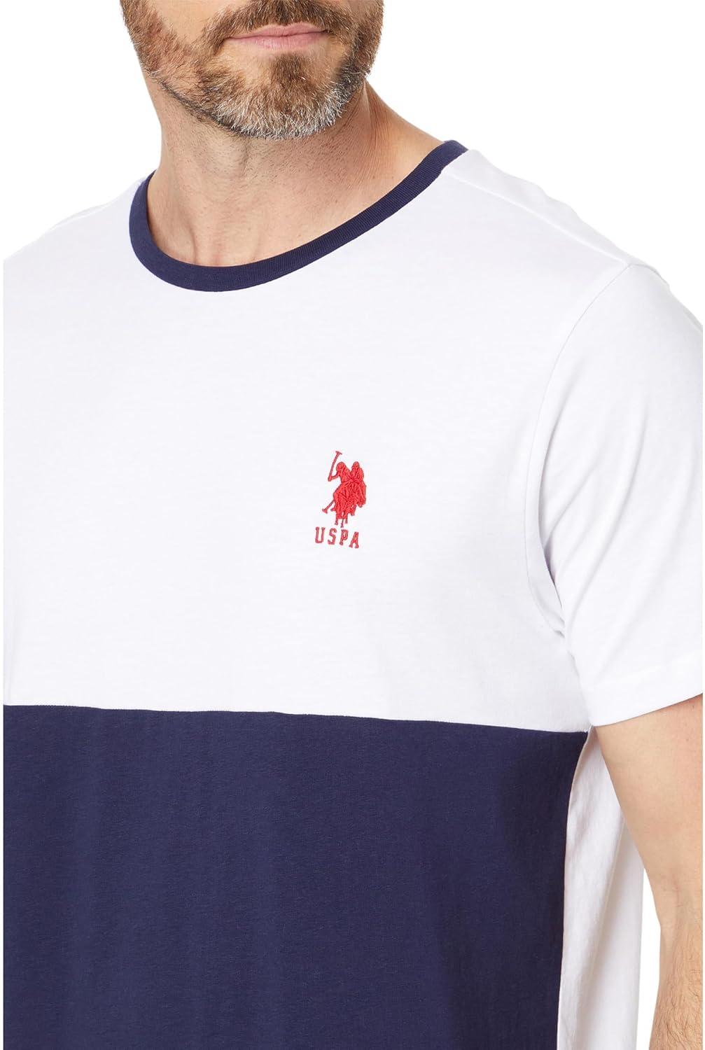image:imageUS Polo ASSN Mens Short Sleeve Colorblock Crew Neck Jersey Tee ShirtWhite