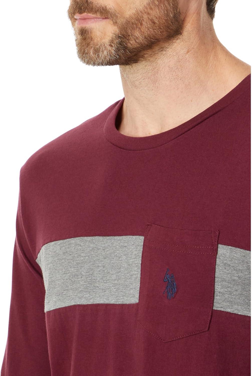 image:imageUS Polo Assn Long Sleeve Tee Engineer Chest wPocket Maroon Banner LG