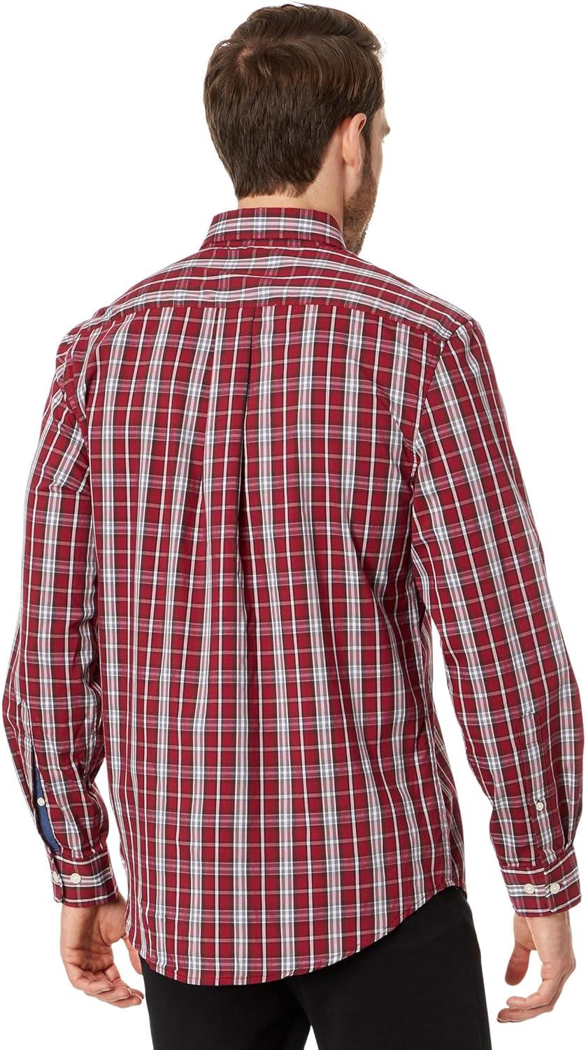 image:imageUS Polo Assn Long Sleeve YarnDye Stretch Plaid Woven Shirt Maroon Banner LG