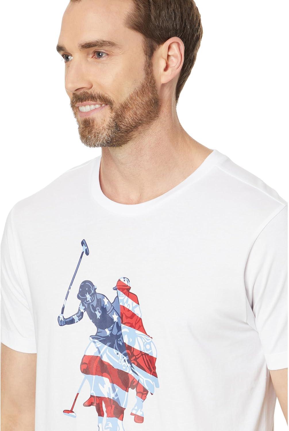 image:imageUS Polo Assn Mens Short Sleeve Graphic Print Flag Dhm Crew Neck Jersey Tee ShirtWhite