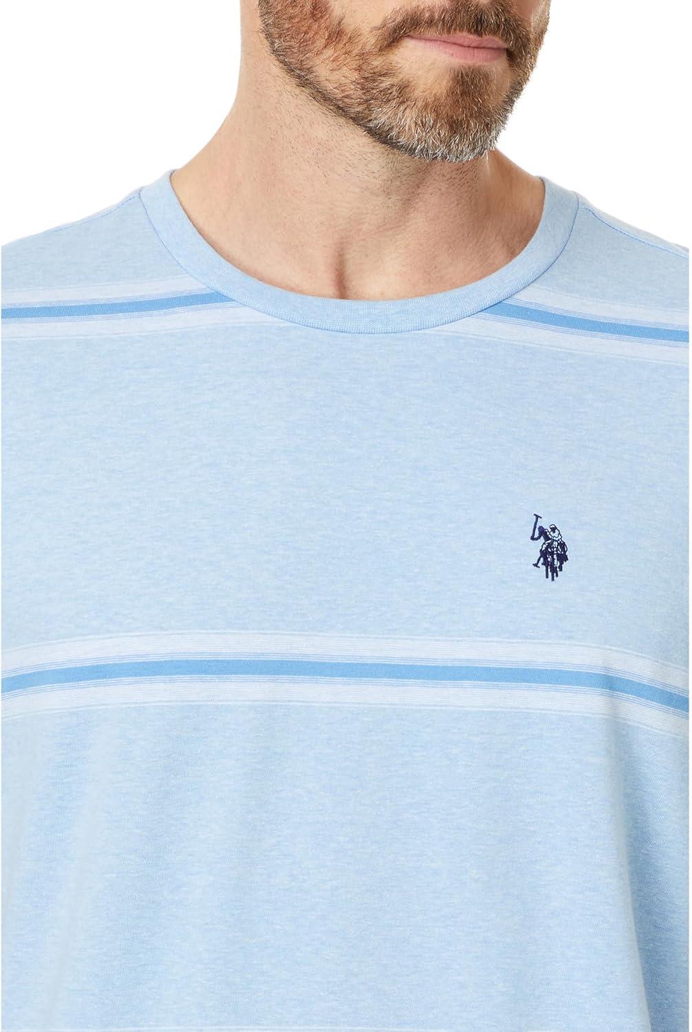 image:imageUS Polo Assn Mens Short Sleeve Ombre Stripe Yarn Dye Jersey Tee ShirtSurf Blue Heather