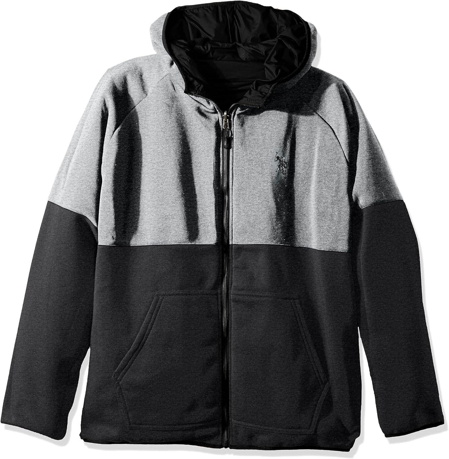 image:imageUS Polo Assn Reversible Poly Shell to Fleece Hooded Jacket OuterwearBlack 9029