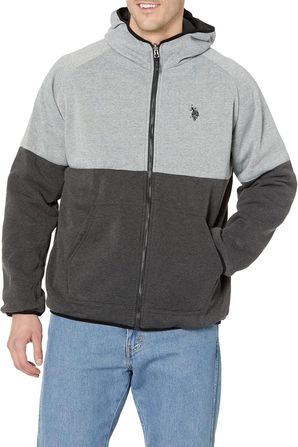 image:imageUS Polo Assn Reversible Poly Shell to Fleece Hooded Jacket OuterwearBlack 9029