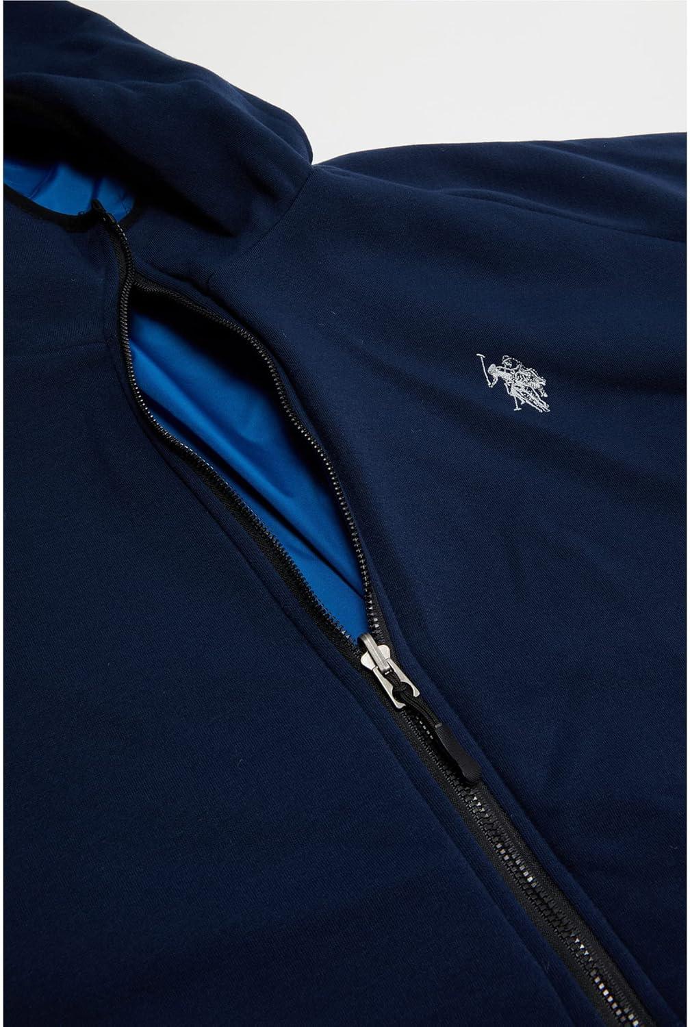 image:imageUS Polo Assn Reversible Poly Shell to Fleece Hooded Jacket OuterwearBlue Whale 6396