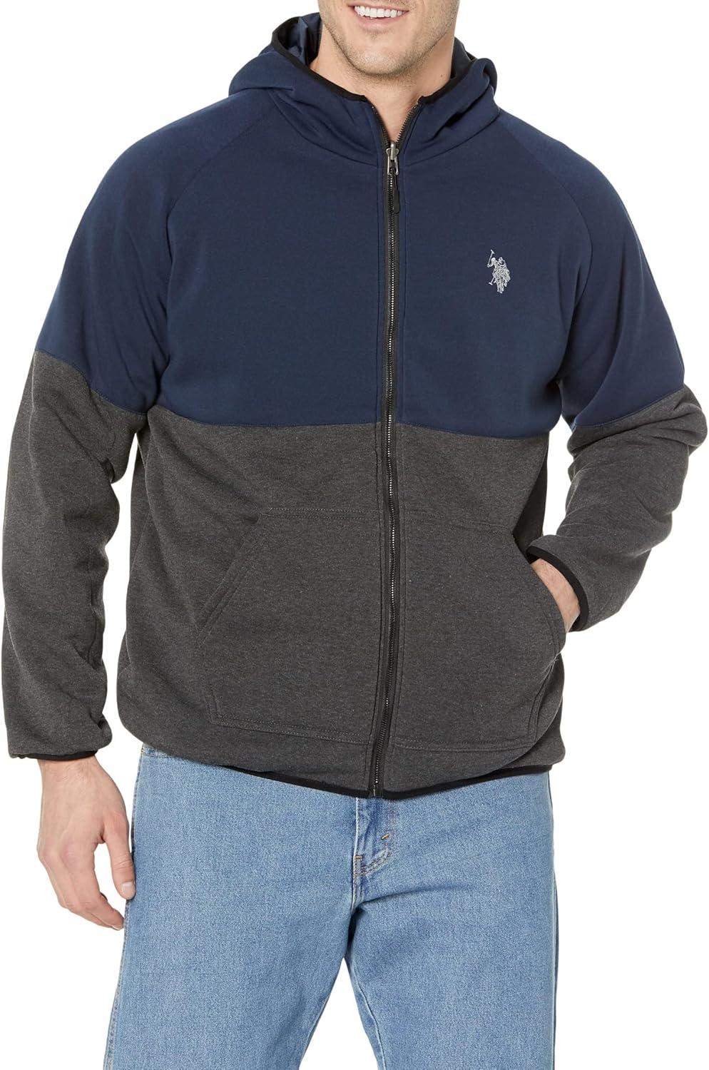 image:imageUS Polo Assn Reversible Poly Shell to Fleece Hooded Jacket OuterwearClassic Navy 9029