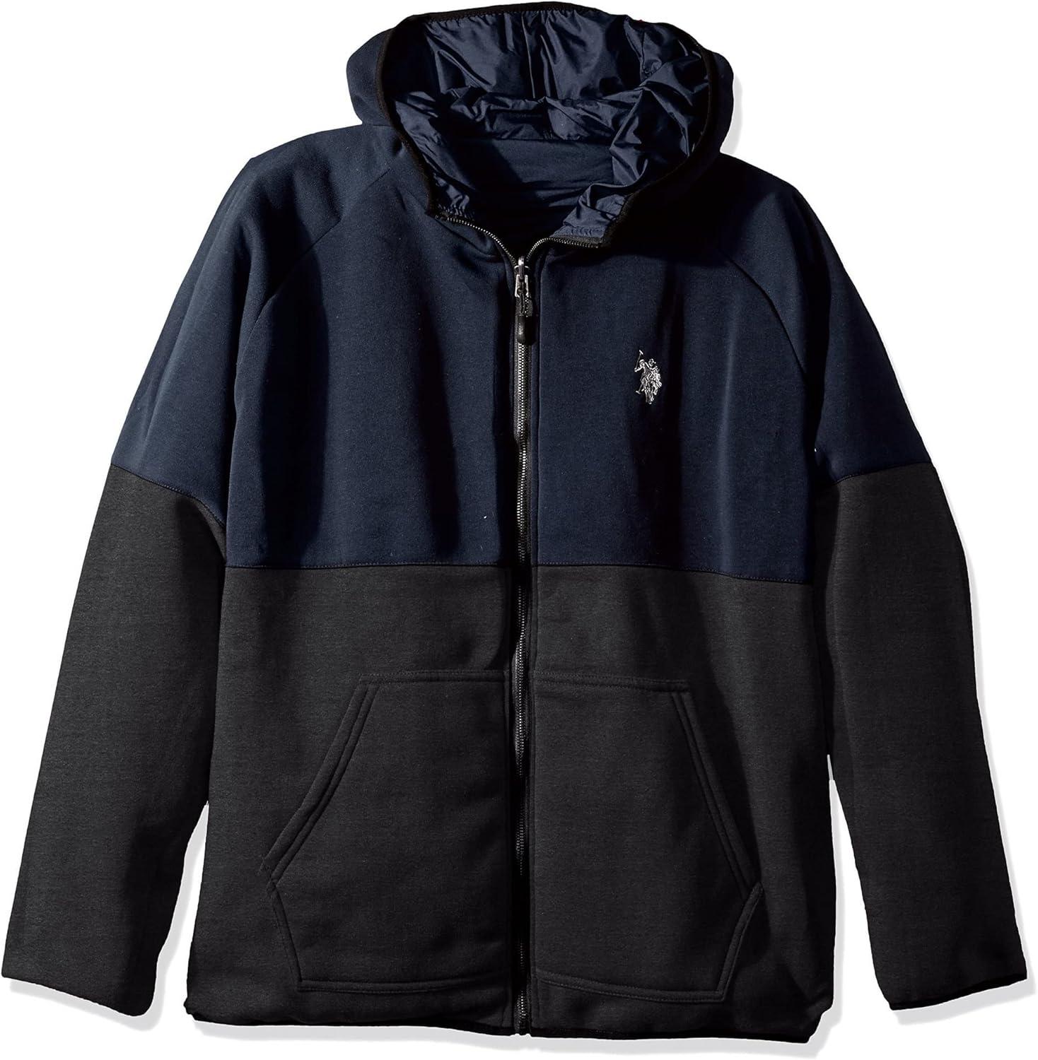 image:imageUS Polo Assn Reversible Poly Shell to Fleece Hooded Jacket OuterwearClassic Navy 9029