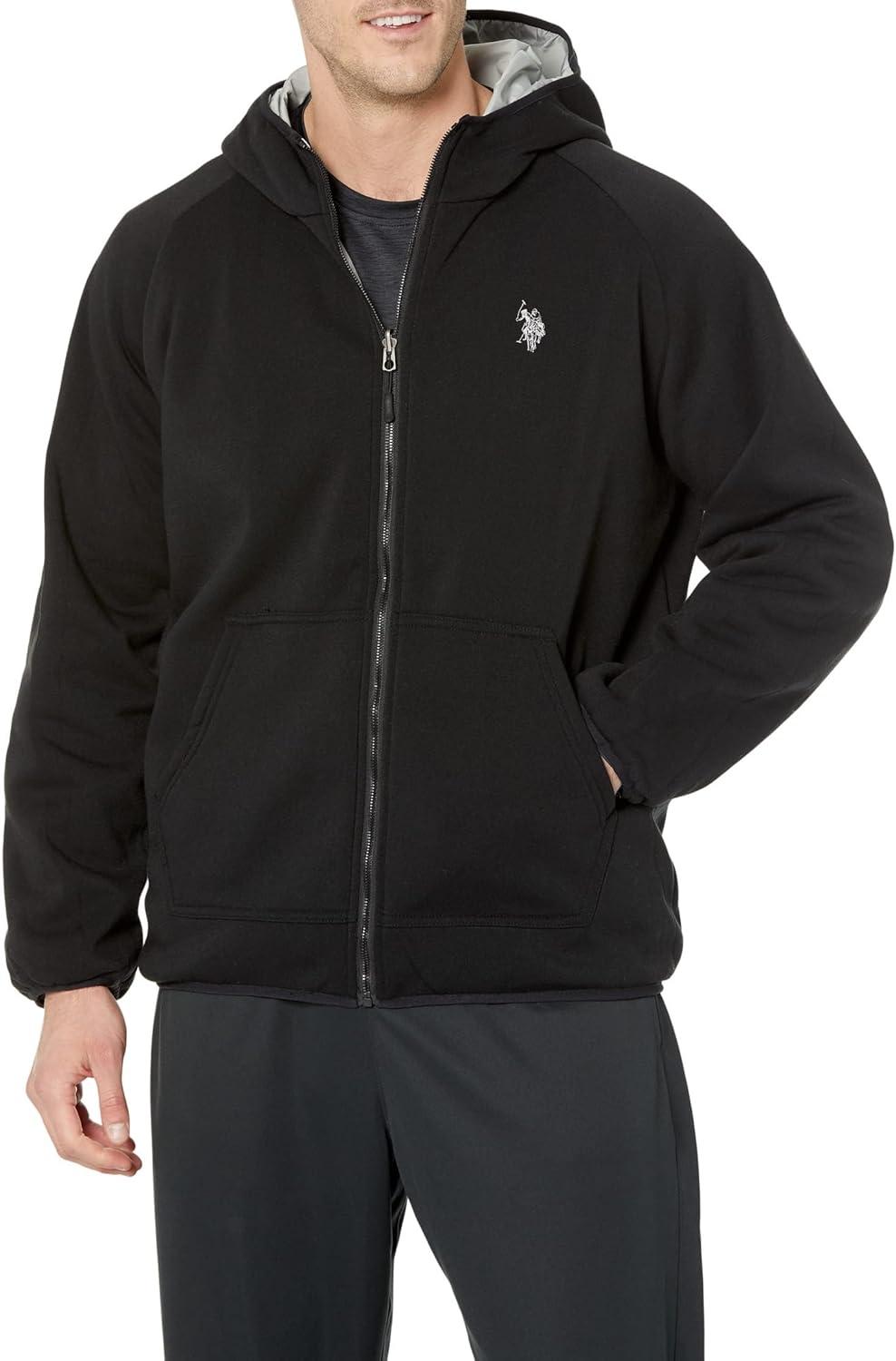 image:imageUS Polo Assn Reversible Poly Shell to Fleece Hooded Jacket OuterwearLimestone Hdlh