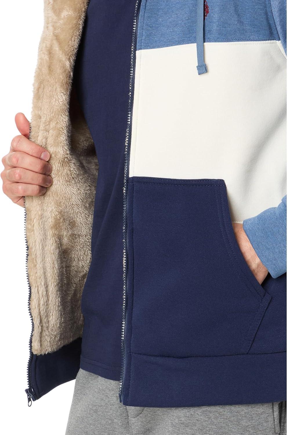 image:imageUS Polo Assn mens Uspa Uspa Colorblock Full Zip Sherpa HoodieColorado Blue Heather