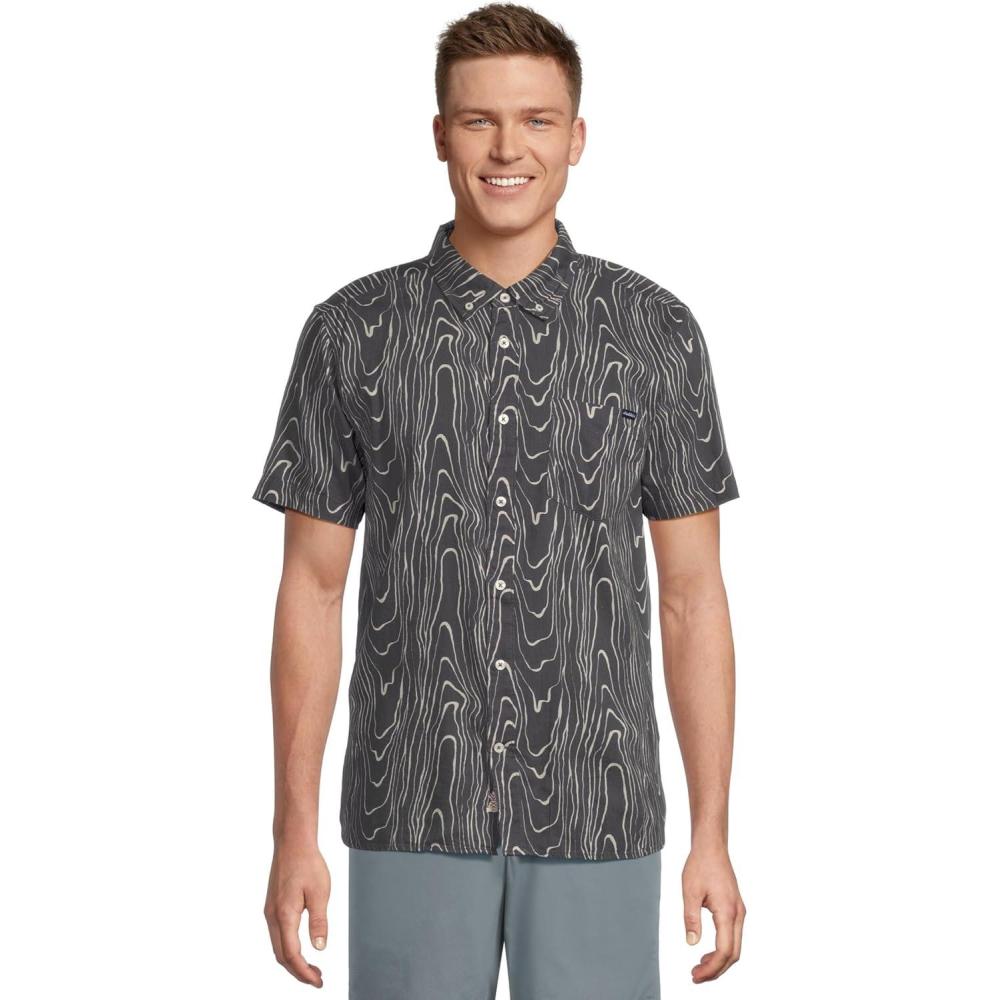image:imageChubbies Mens The Fault Line Resort Weave Friday ShirtBlack  Pattern Base Plaids