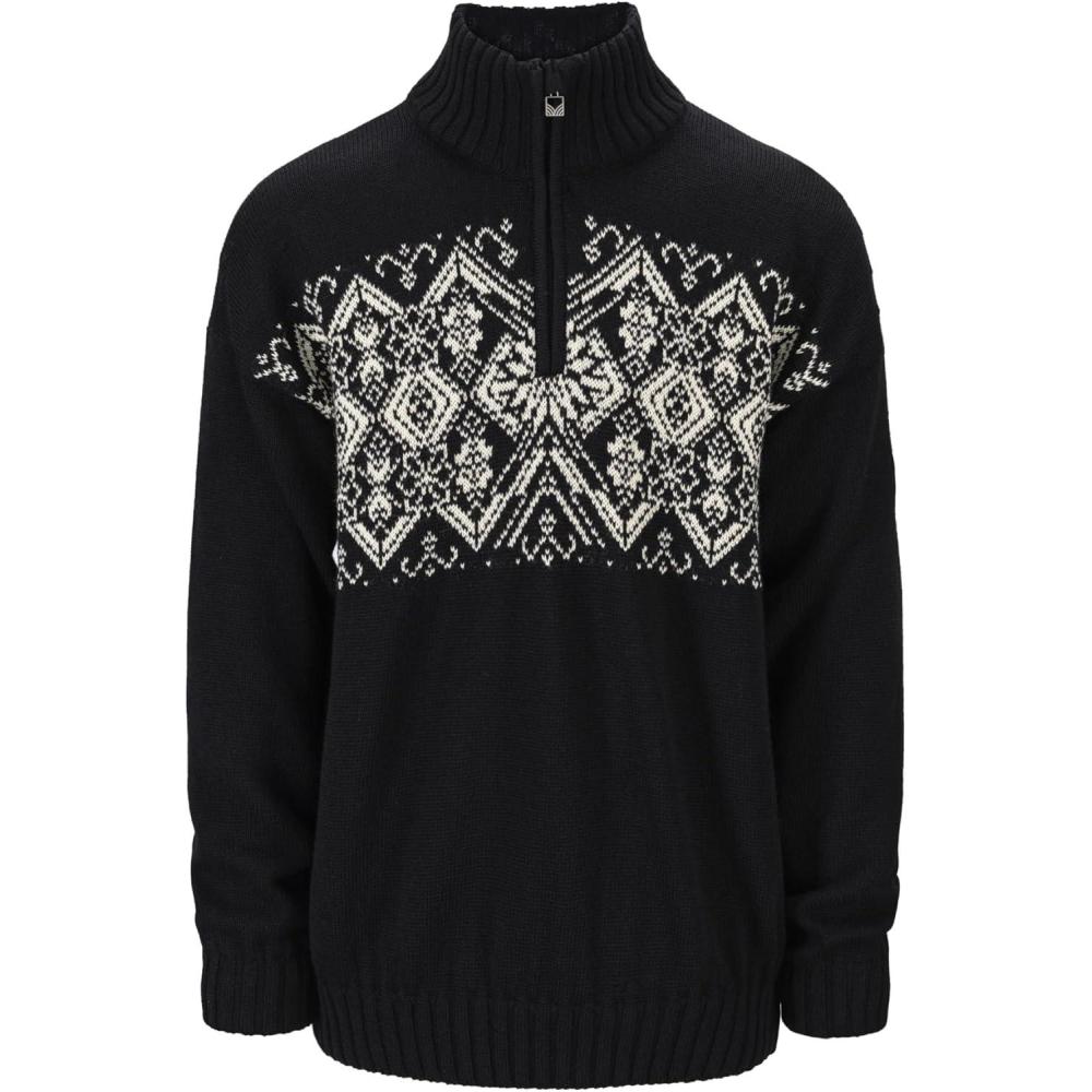 image:imageDale of Norway Roset Windproof Wool Sweater for Men Pure Wool PulloverBlack Offwhite