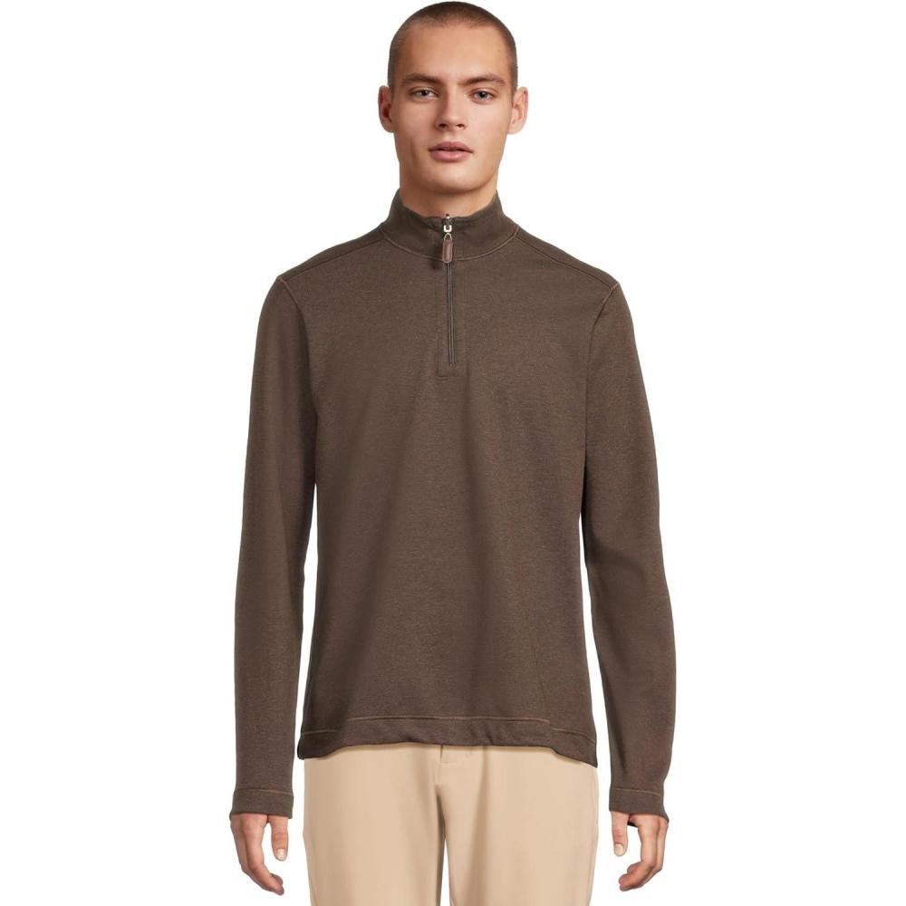 image:imageJohnston amp Murphy mens Reversible Solid QuarterzipBrownBlue