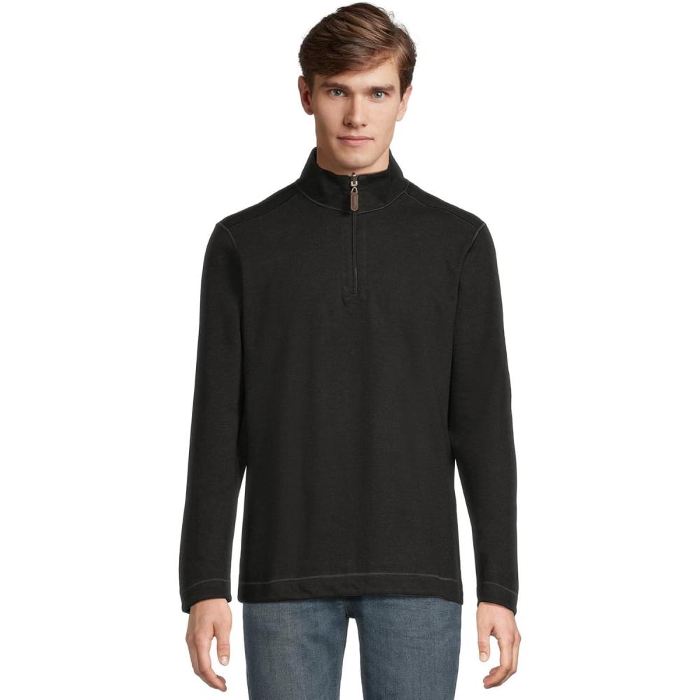image:imageJohnston amp Murphy mens Reversible Solid QuarterzipCharcoalBrown