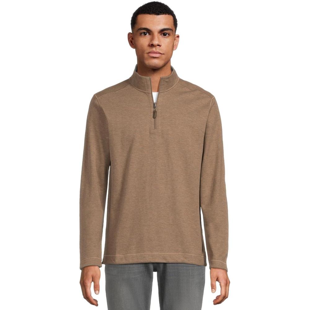 image:imageJohnston amp Murphy mens Reversible Solid QuarterzipOatmealLight Gray