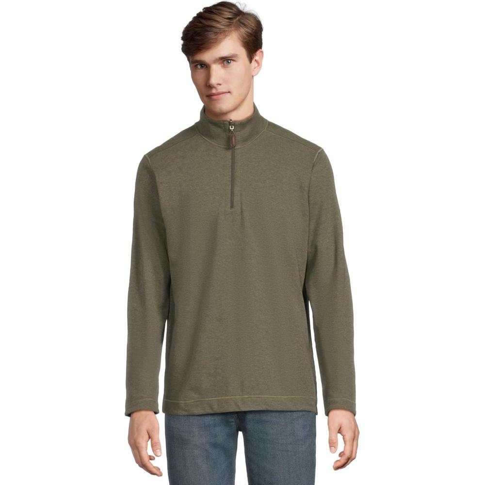 image:imageJohnston amp Murphy mens Reversible Solid QuarterzipOliveCharcoal