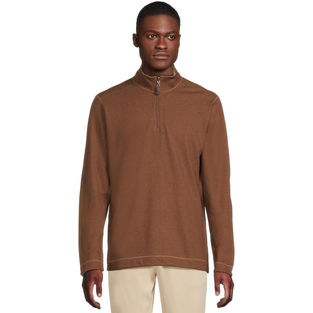 image:imageJohnston amp Murphy mens Reversible Solid QuarterzipRustOatmeal