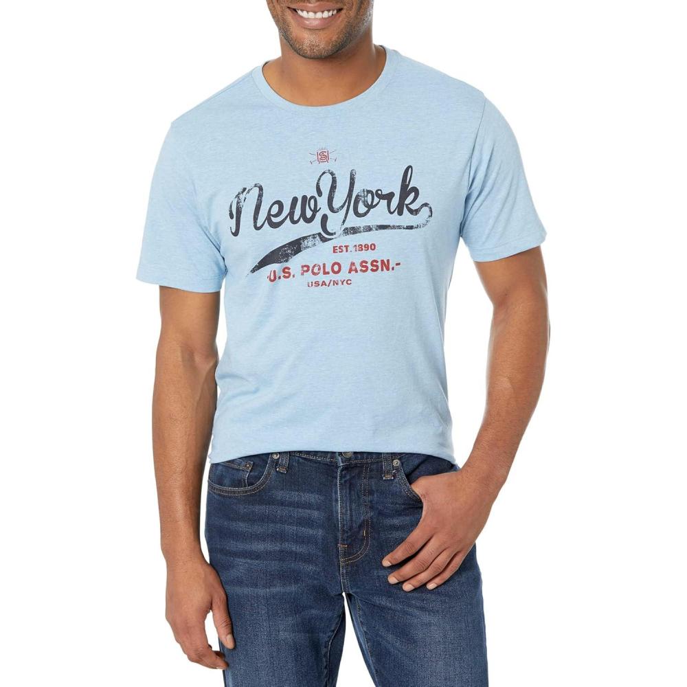 image:imageNEW YORK SCRIPT PRINT JERSEY TSHIRTYale Blue Heather A794