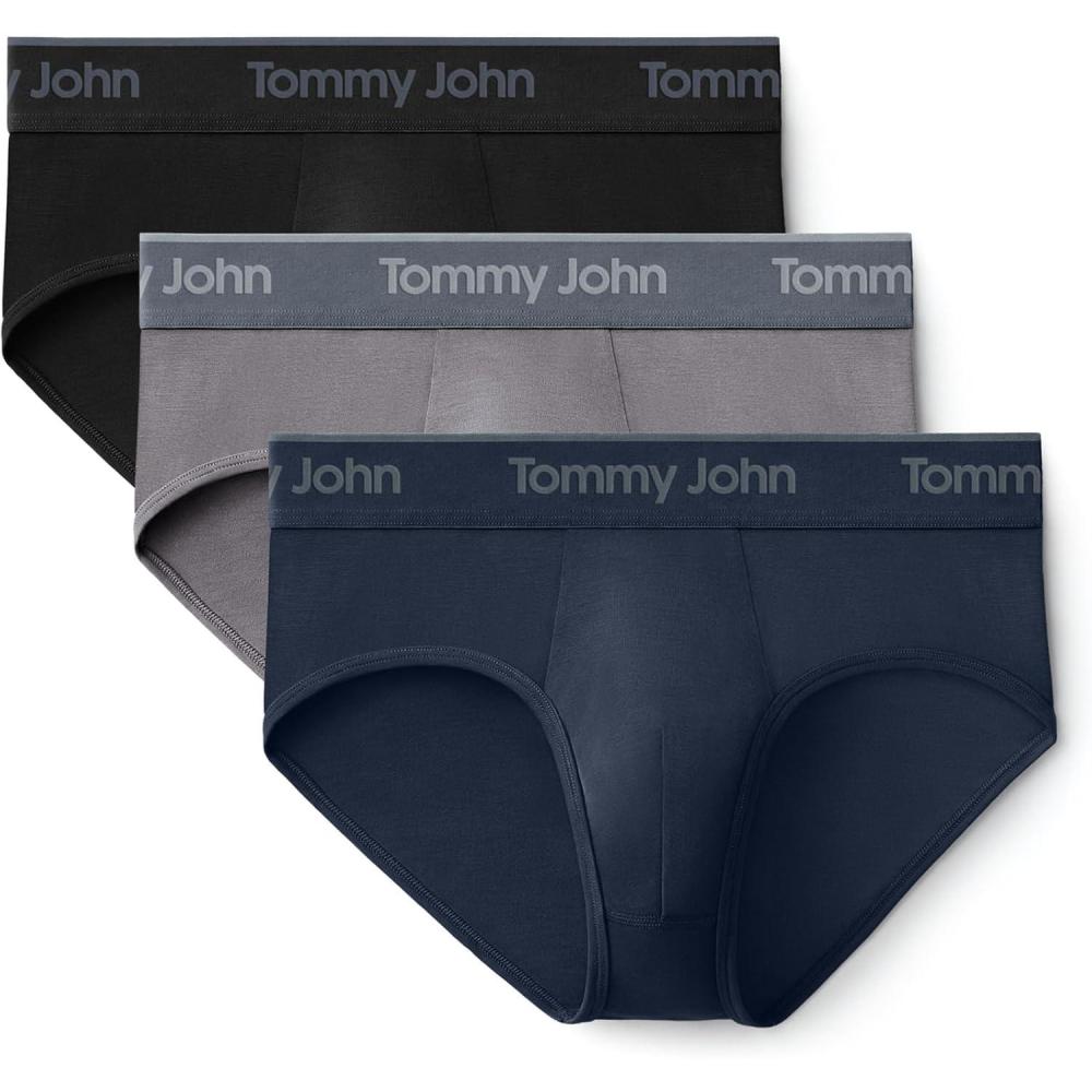 image:imageTommy John Mens Second Skin Briefs 3 PackBlack Medium Heather Grey Dress Blues