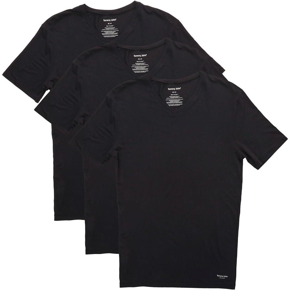 image:imageTommy John Mens Second Skin Modal VNeck Stay Tucked Undershirt 3PackBlack