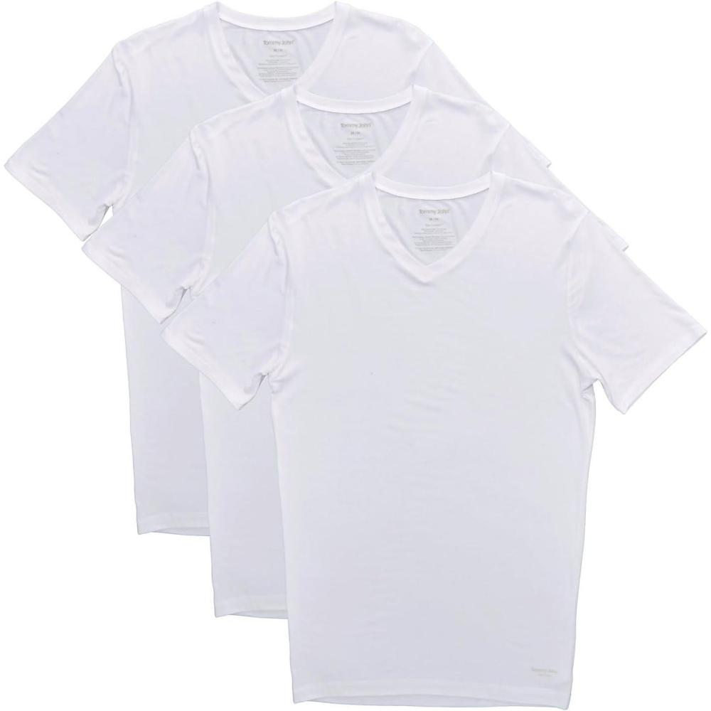 image:imageTommy John Mens Second Skin Modal VNeck Stay Tucked Undershirt 3PackWhite