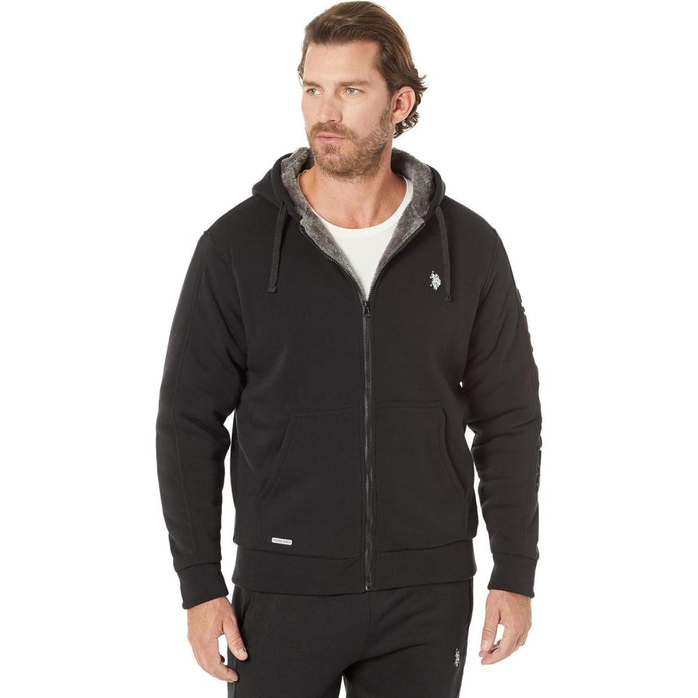 image:imageUS POLO ASSN Embossed Wordmark Sherpa HoodieBlack