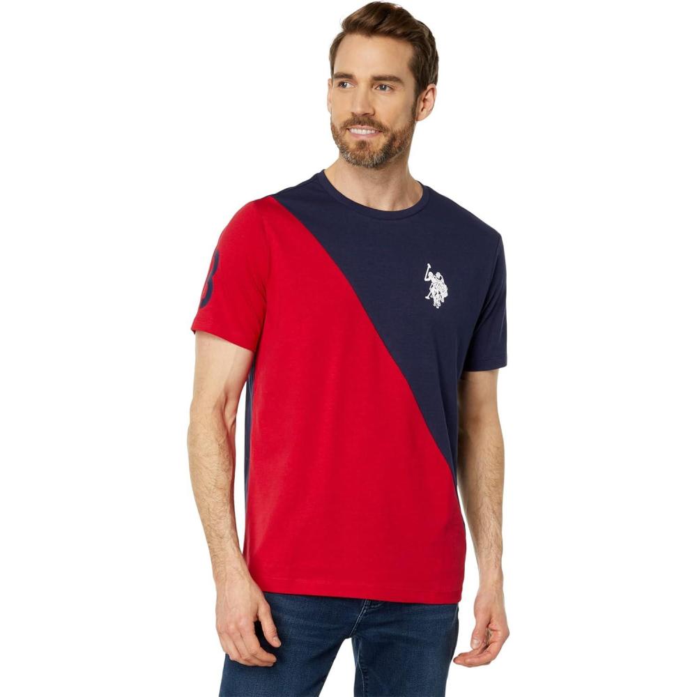 image:imageUS POLO ASSN Short Sleeve Diagonal ColorBlock Jersey TeeClassic Navy