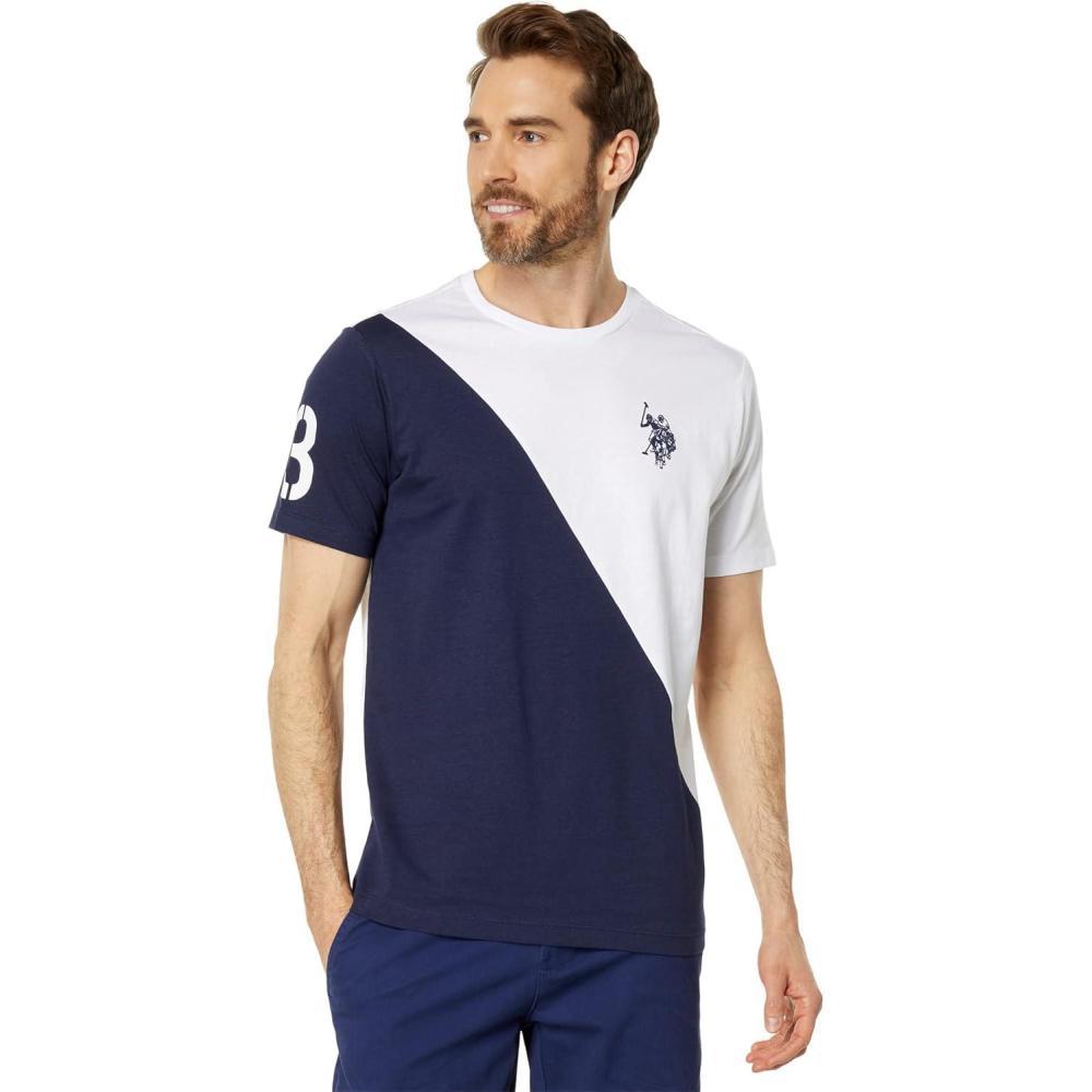 image:imageUS POLO ASSN Short Sleeve Diagonal ColorBlock Jersey TeeWhite