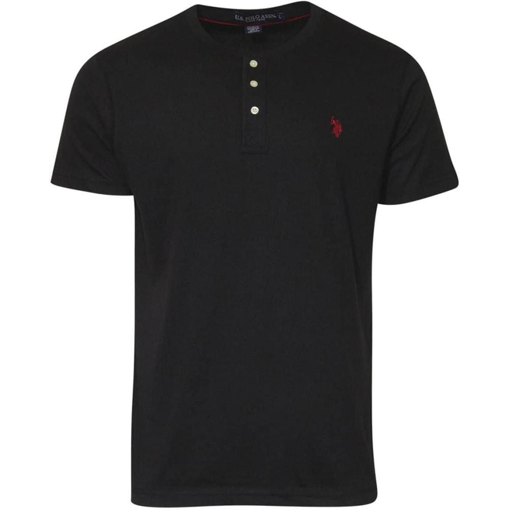 image:imageUS POLO ASSN Short Sleeve Small Pony Solid Henley Knit ShirtBlack