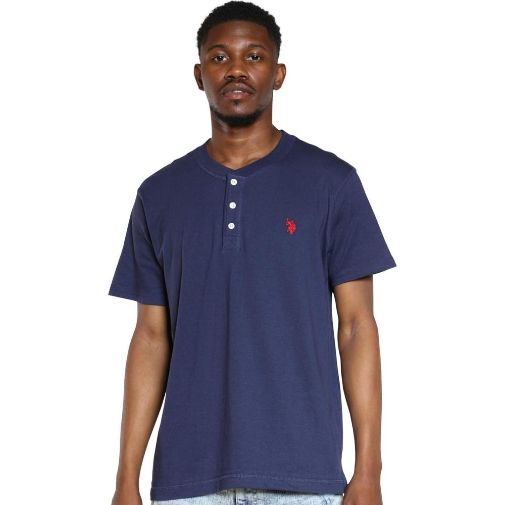 image:imageUS POLO ASSN Short Sleeve Small Pony Solid Henley Knit ShirtClassic Navy