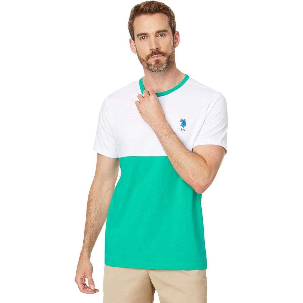 image:imageUS Polo ASSN Mens Short Sleeve Colorblock Crew Neck Jersey Tee ShirtEmerald Circus