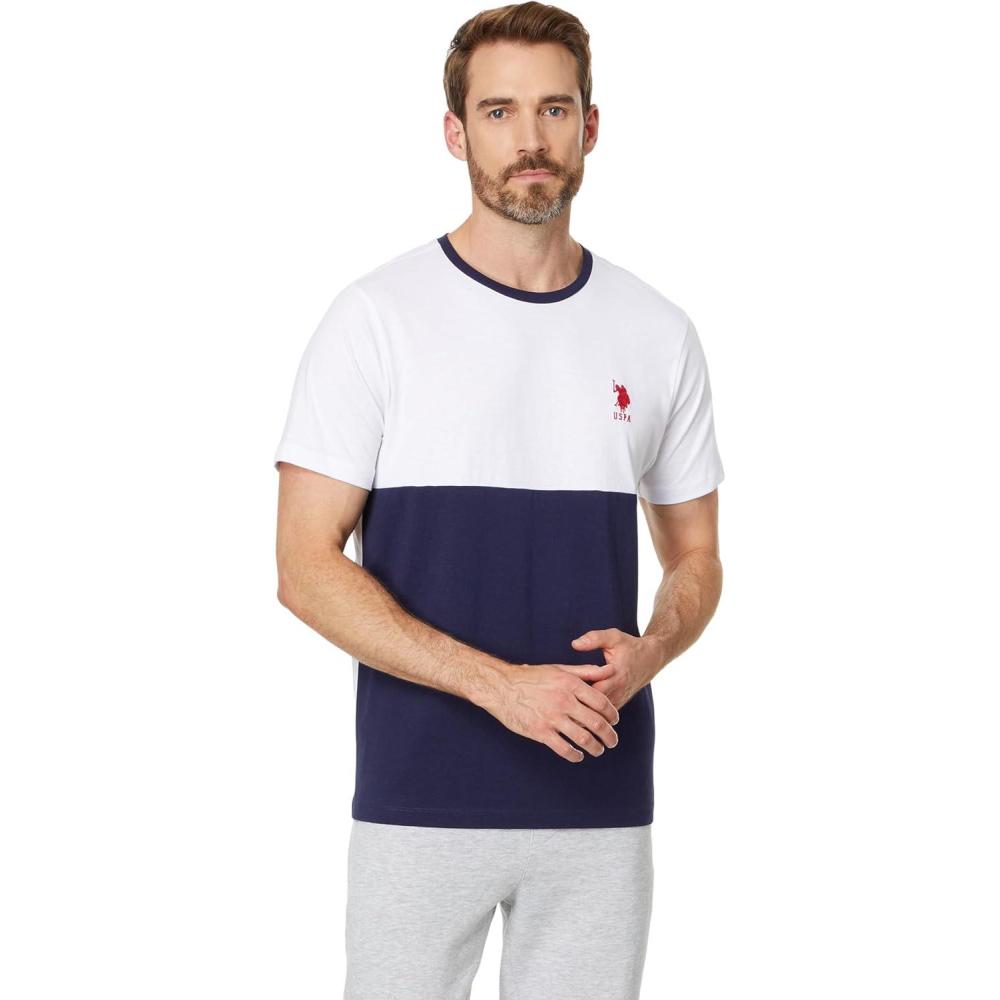image:imageUS Polo ASSN Mens Short Sleeve Colorblock Crew Neck Jersey Tee ShirtWhite