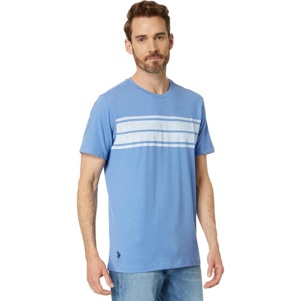 image:imageUS Polo Assn Chest Stripe Crew Neck TeePalace Blue Heather