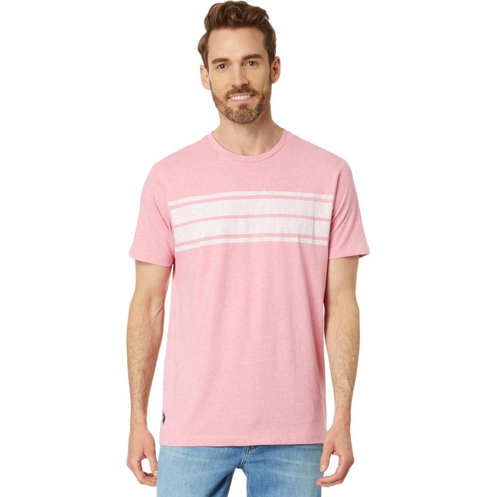 image:imageUS Polo Assn Chest Stripe Crew Neck TeePink Sunset Heather