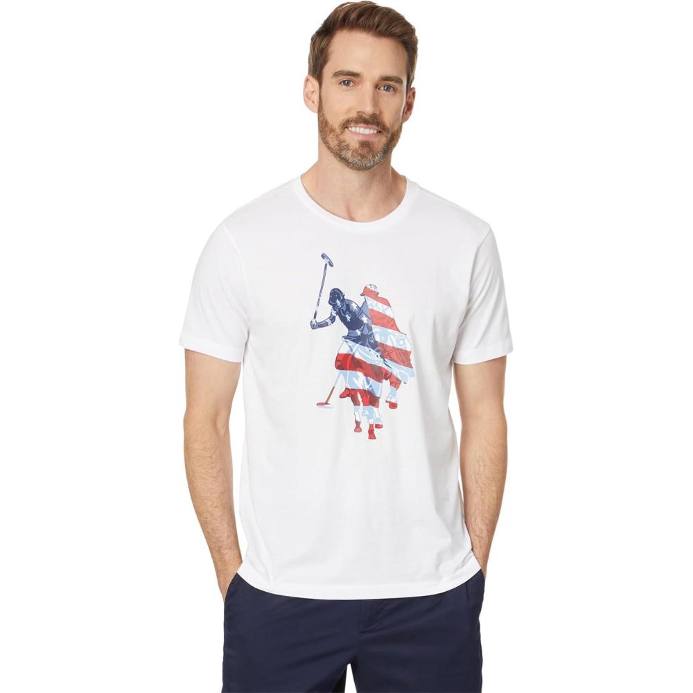 image:imageUS Polo Assn Mens Short Sleeve Graphic Print Flag Dhm Crew Neck Jersey Tee ShirtWhite