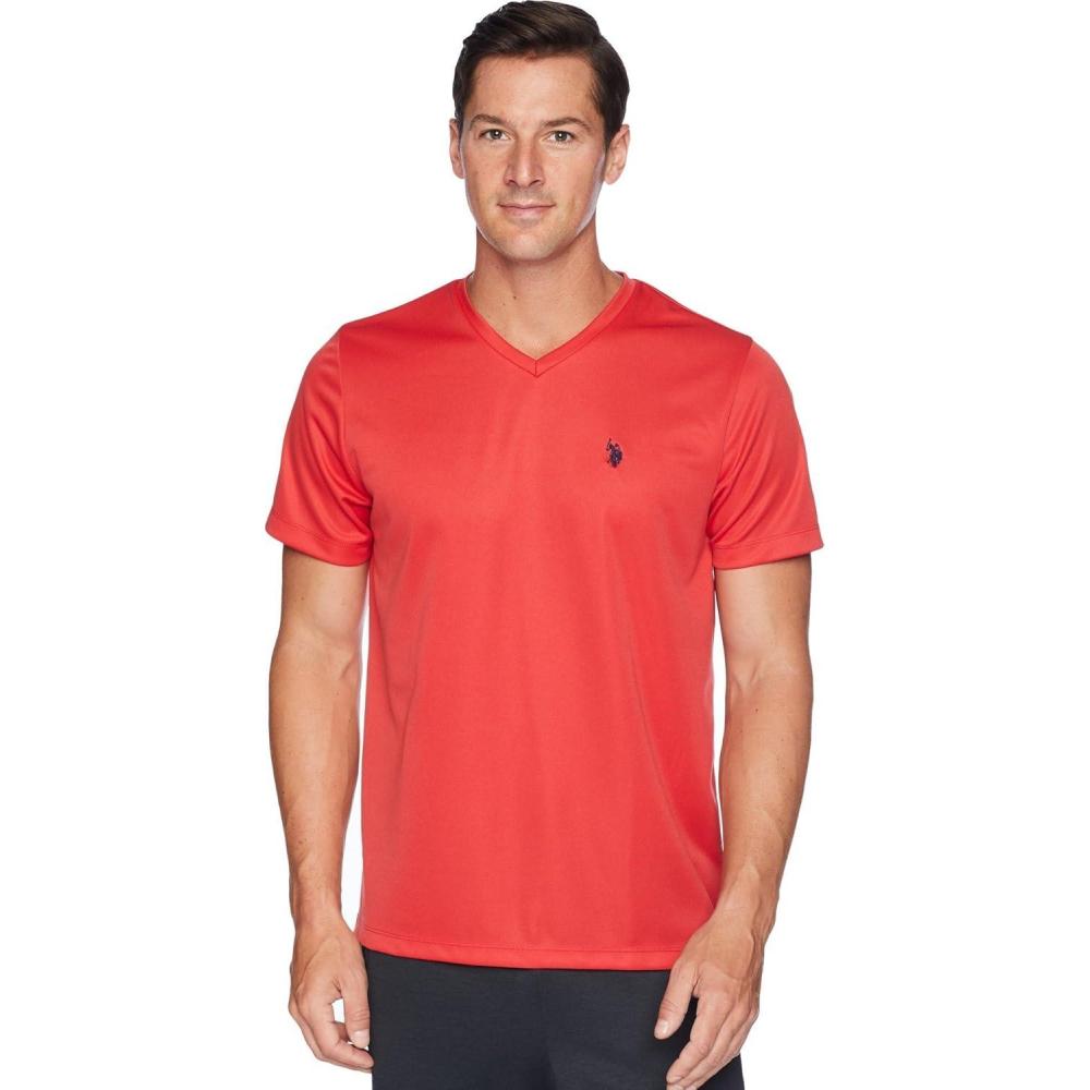 image:imageUS Polo Assn Mens Short Sleeve VNeck Striped TShirtUpstate Red