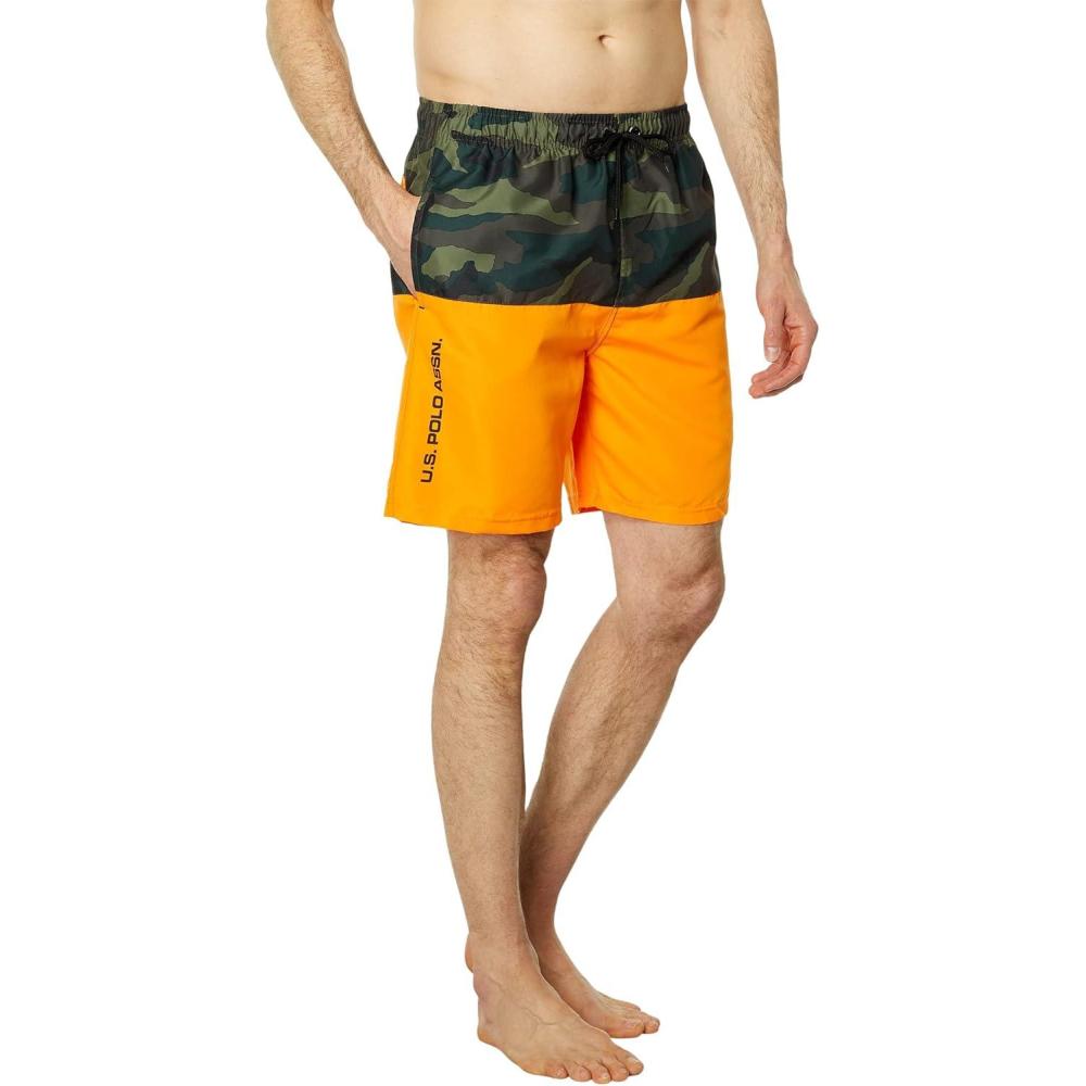 image:imageUS Polo Assn Mens USPA ColorBlock Camo Swim ShortsOrangina