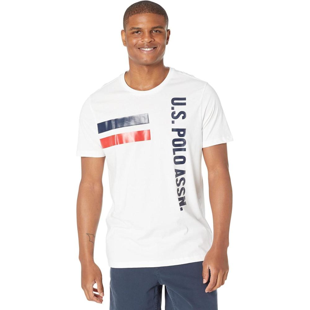 image:imageUS Polo Assn Short Sleeve Double Horizontal USPA Jersey Tee White LG