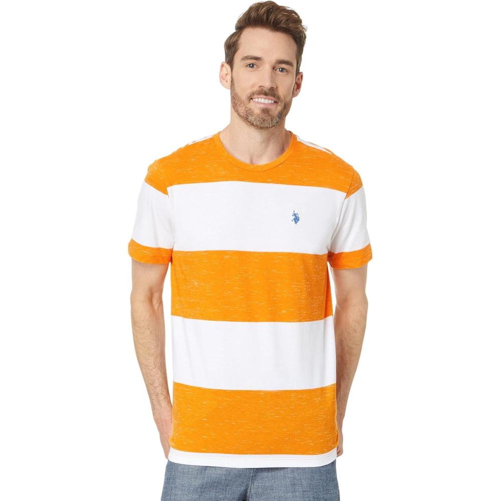 image:imageUS Polo Assn Short Sleeve Space Dye Crew Neck Tee Warhol Orange SM