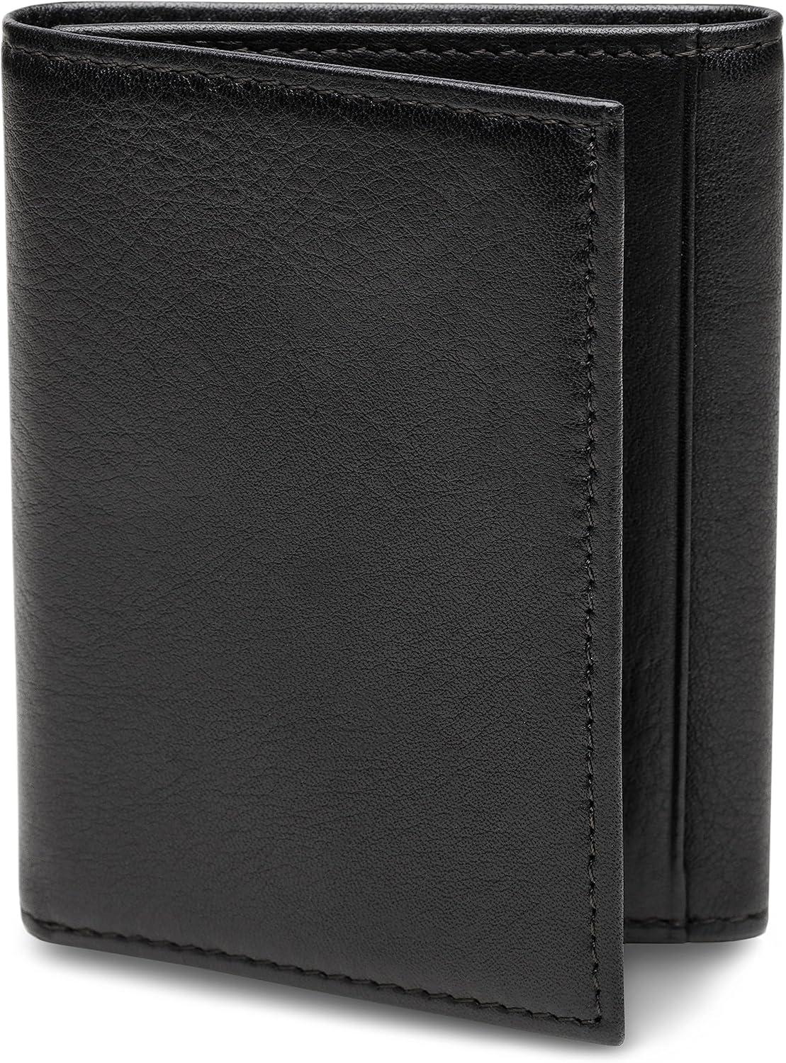 image:imageBosca Mens Wallet Nappa Vitello Leather Single ID Tri Fold Wallet with RFID Blocking BlackBlack