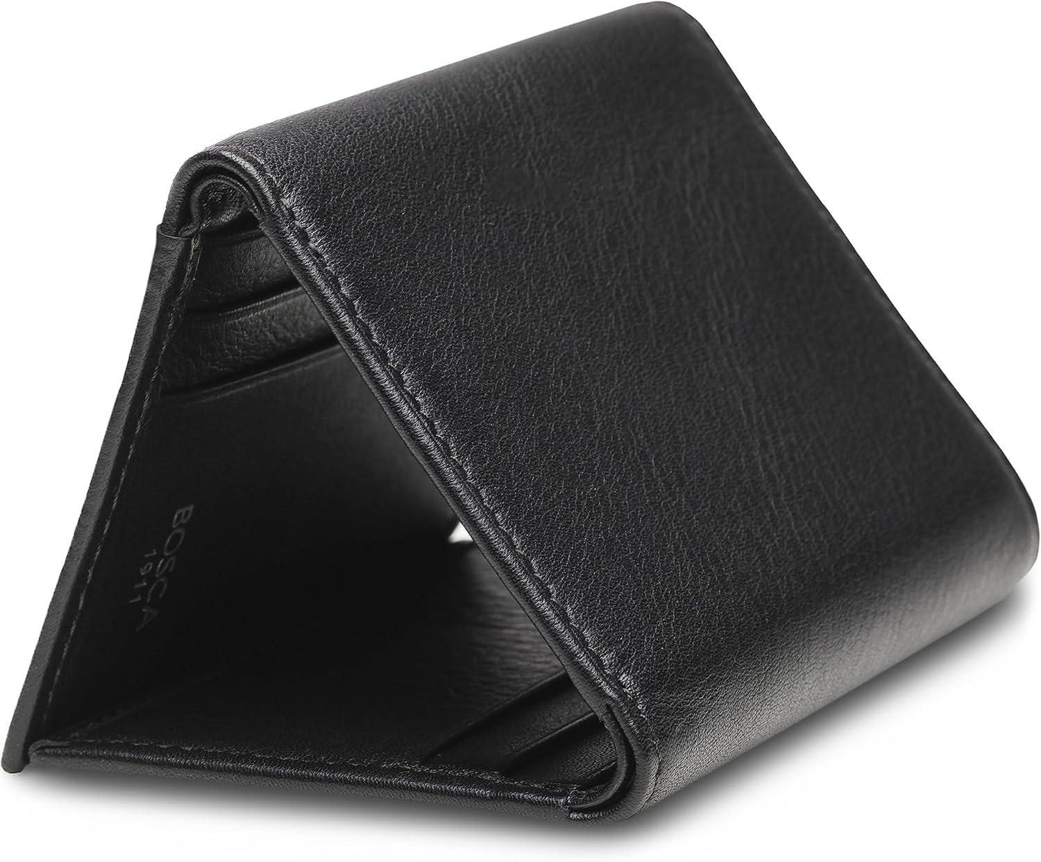 image:imageBosca Mens Wallet Nappa Vitello Leather Single ID Tri Fold Wallet with RFID Blocking BlackBlack