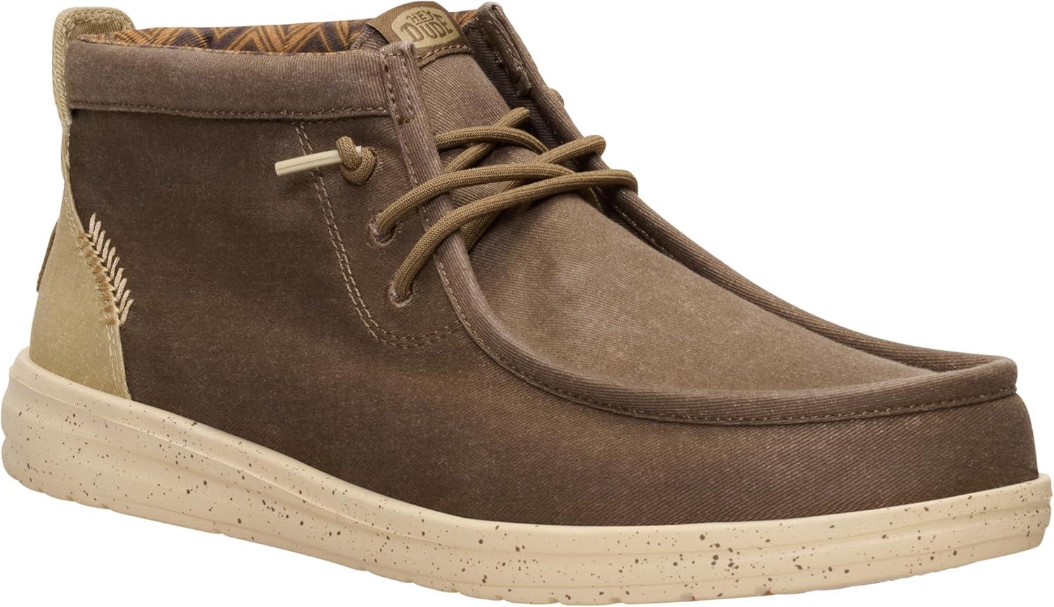 image:imageHEYDUDE Mens Wally Mid Gripr Stretch CanvasTeak BrownMulti