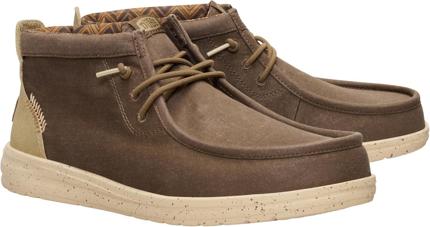 image:imageHEYDUDE Mens Wally Mid Gripr Stretch CanvasTeak BrownMulti