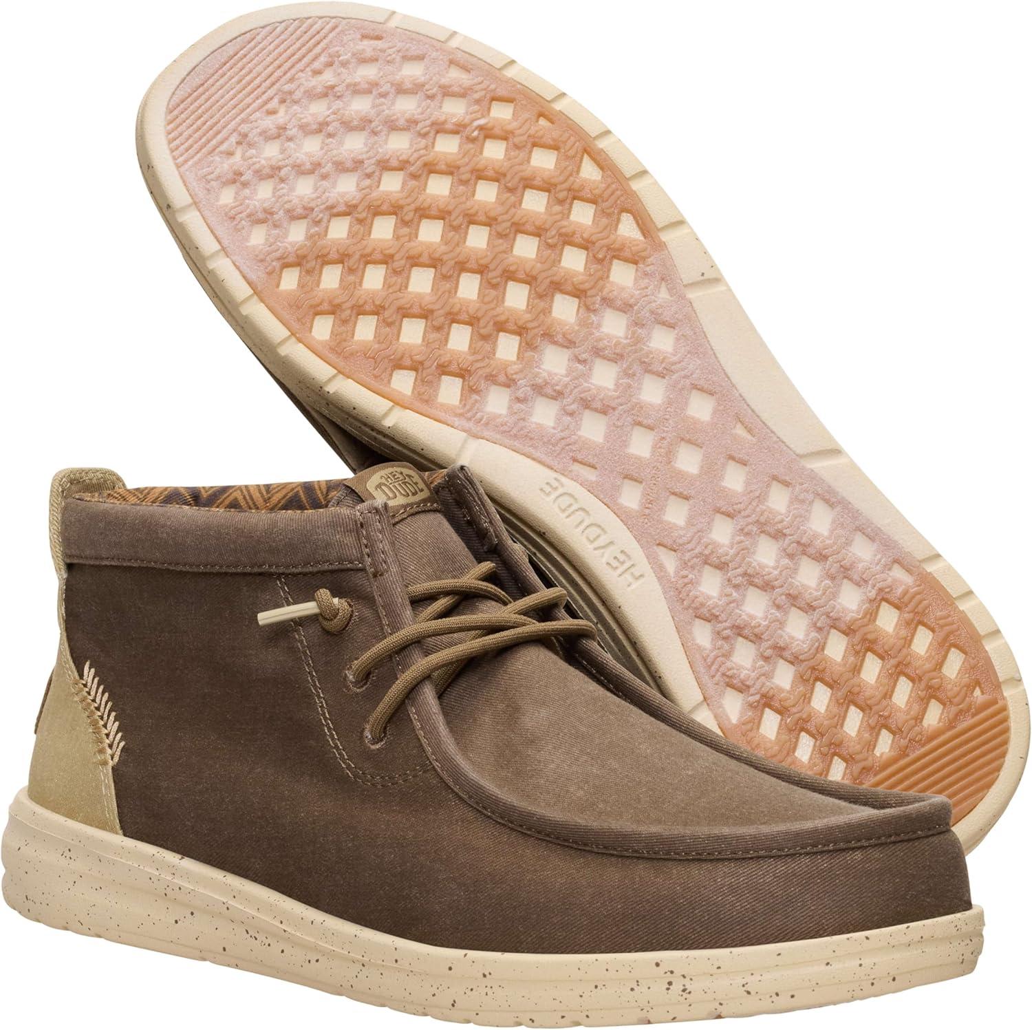 image:imageHEYDUDE Mens Wally Mid Gripr Stretch CanvasTeak BrownMulti