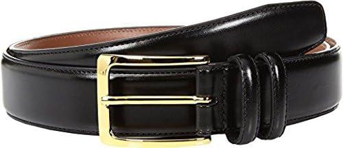 image:imageJohnston amp Murphy Classic Dress Belt for Men Genuine Leather Tonal Stitching Polished Goldtone BuckleBlack