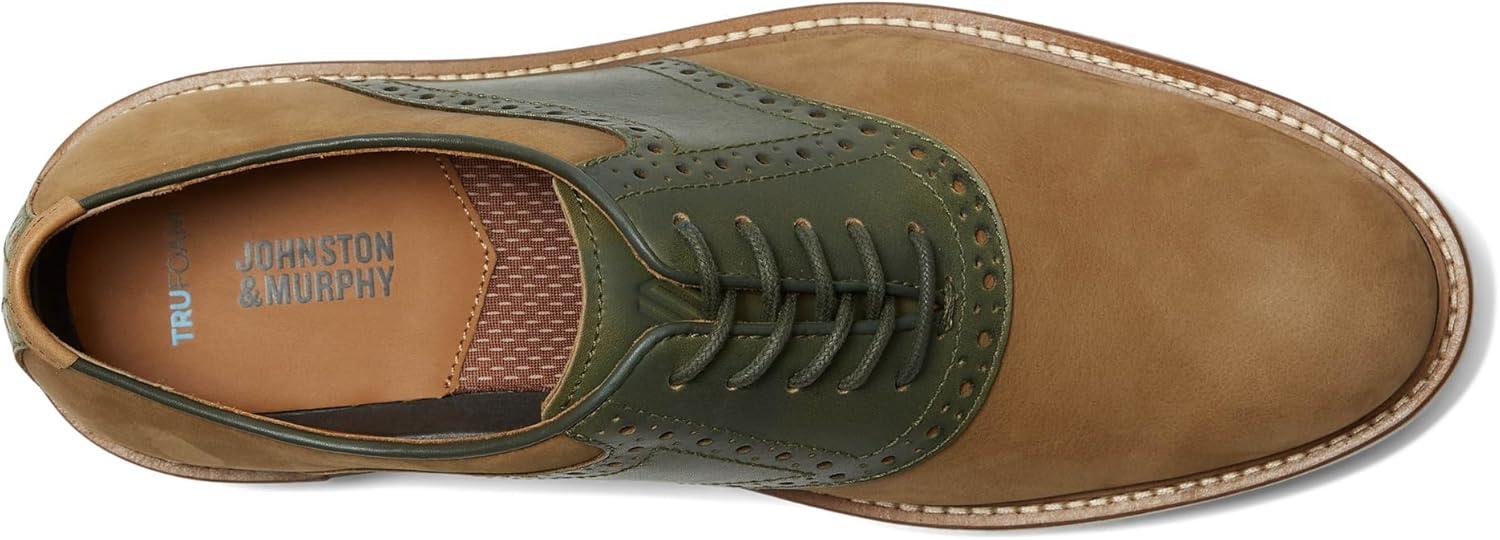 image:imageJohnston amp Murphy Mens Upton Saddle LaceUp Oxford ShoeSnuff NubuckOlive Full Grain