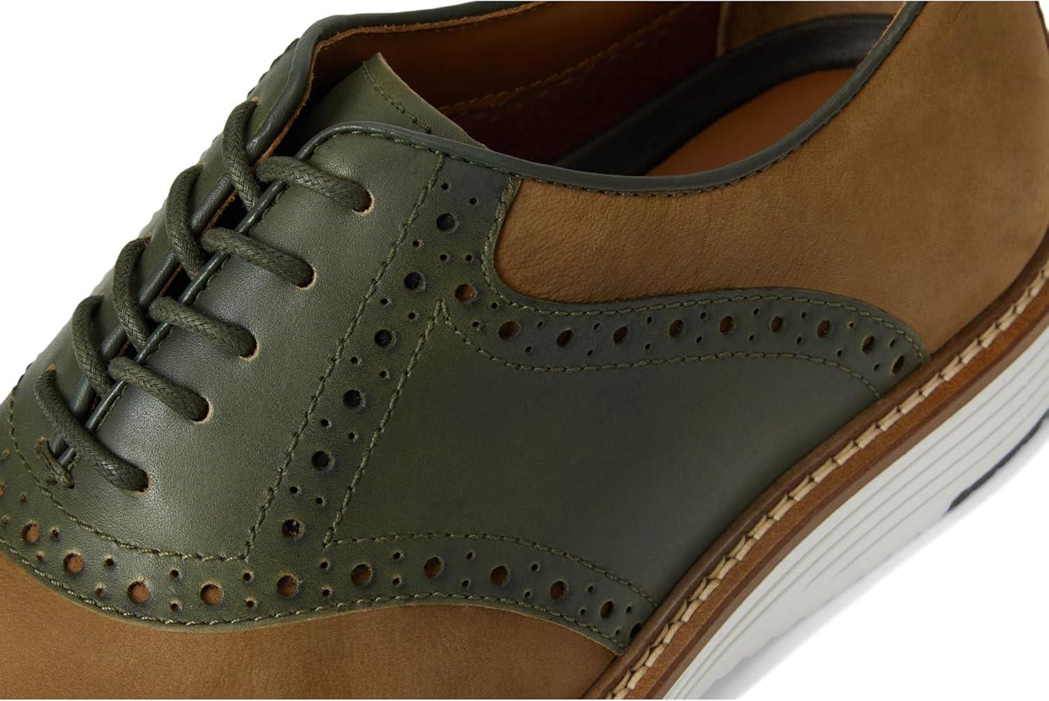 image:imageJohnston amp Murphy Mens Upton Saddle LaceUp Oxford ShoeSnuff NubuckOlive Full Grain