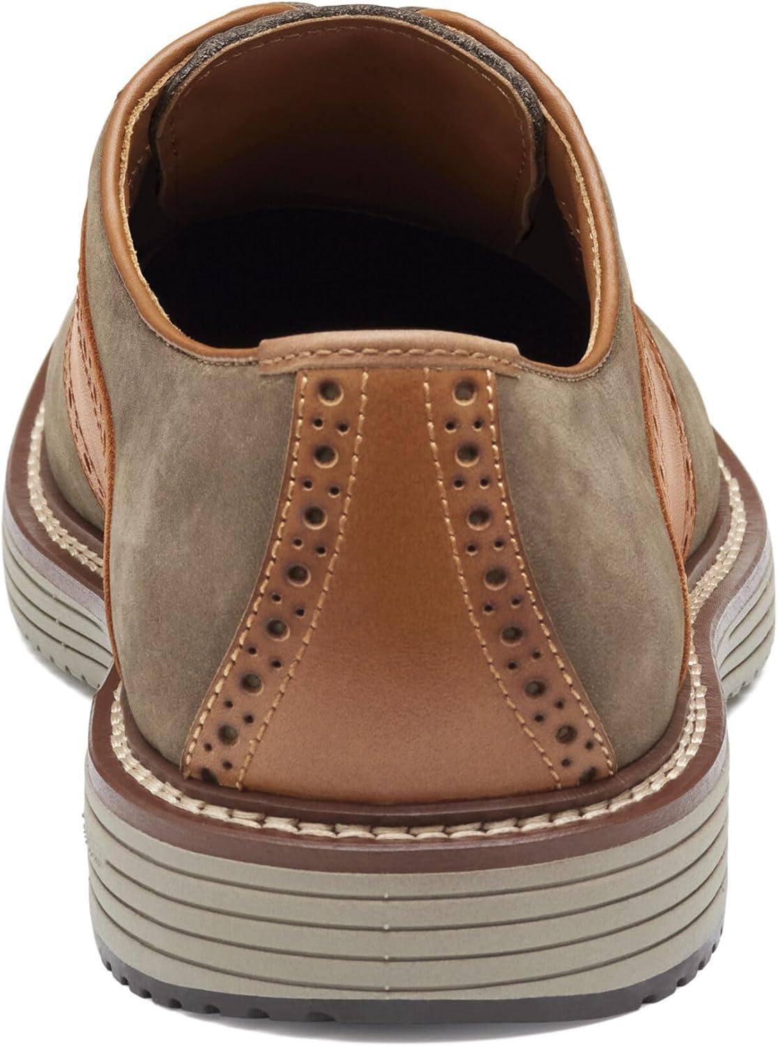 image:imageJohnston amp Murphy Mens Upton Saddle LaceUp Oxford ShoeTaupe NubuckTan Full Grain Leather