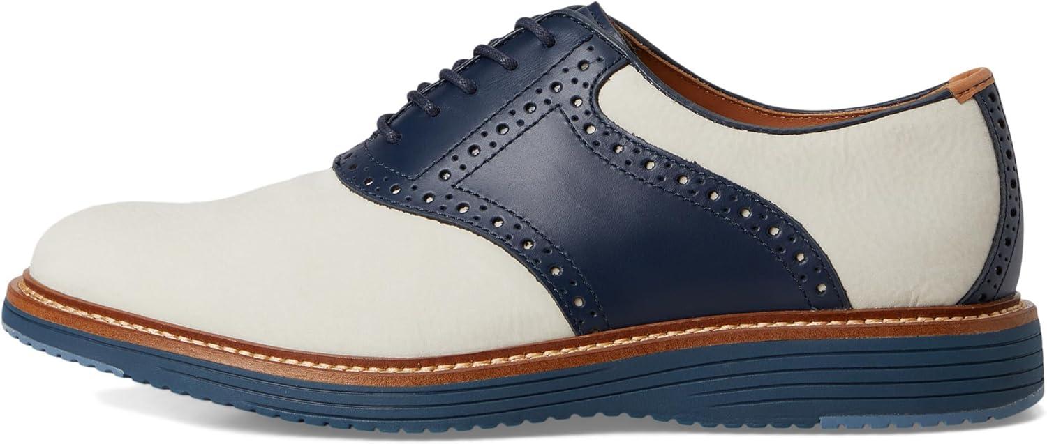image:imageJohnston amp Murphy Mens Upton Saddle LaceUp Oxford ShoeWhite NubuckNavy Full Grain