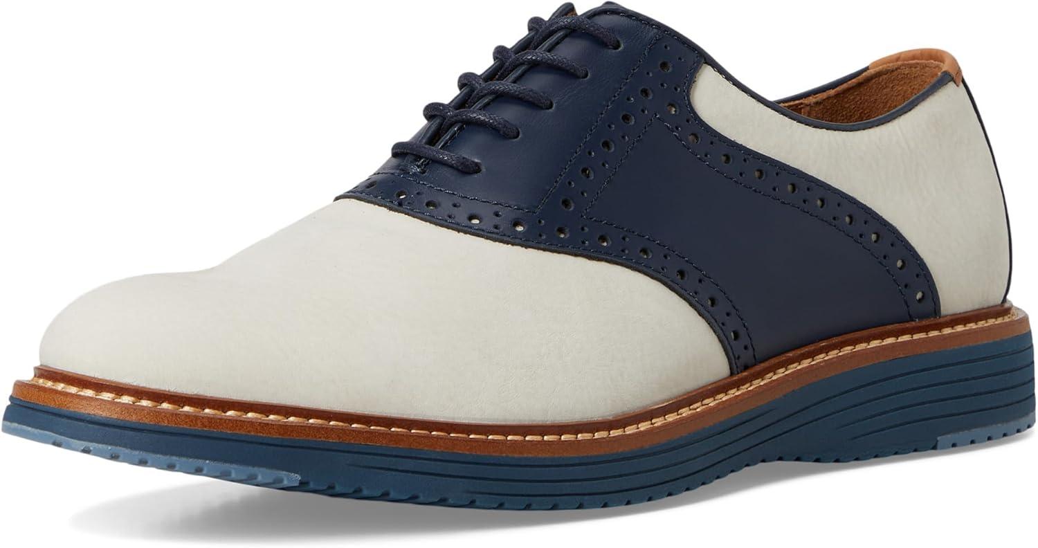 image:imageJohnston amp Murphy Mens Upton Saddle LaceUp Oxford ShoeWhite NubuckNavy Full Grain