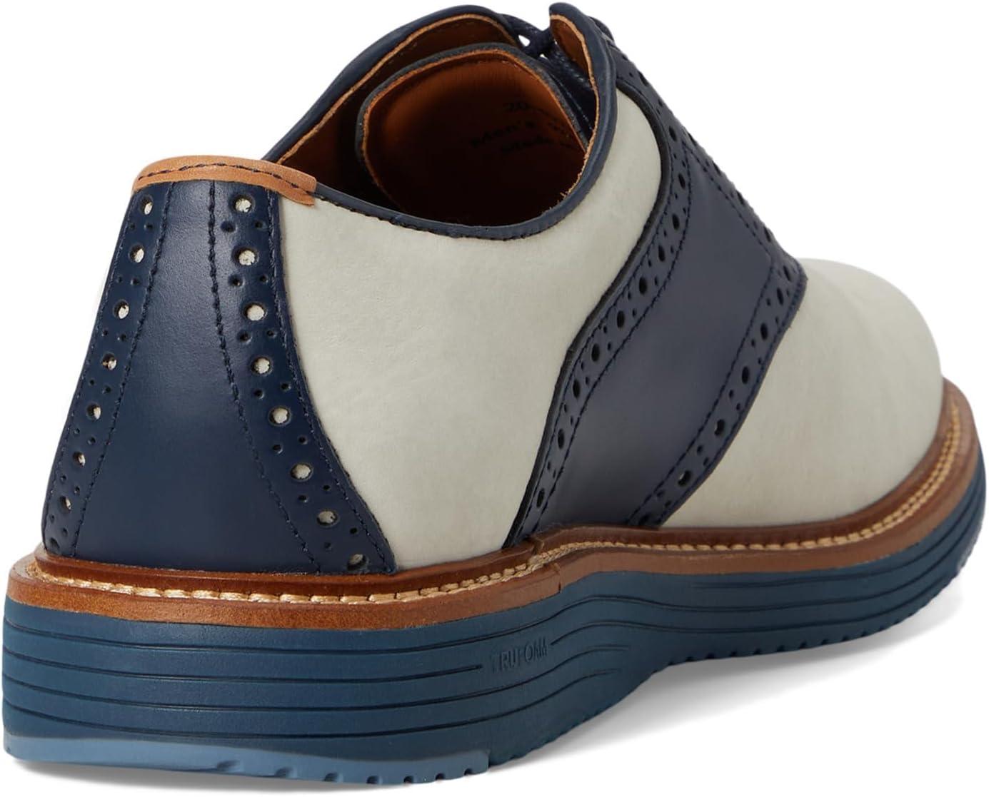 image:imageJohnston amp Murphy Mens Upton Saddle LaceUp Oxford ShoeWhite NubuckNavy Full Grain