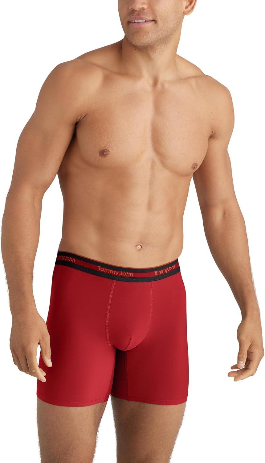 image:imageTommy John Mens Comfort Micro Boxer Brief Underwear 6 3Pack Brushed Microfiber 4Way Stretch amp StayPut WaistbandBlack Blue Quartz Haute Red